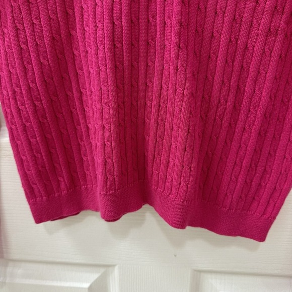 Ralph Lauren Active Cable Knit Sweater Womens Pink V Neck Long Sleeve Medium - Picture 4 of 9